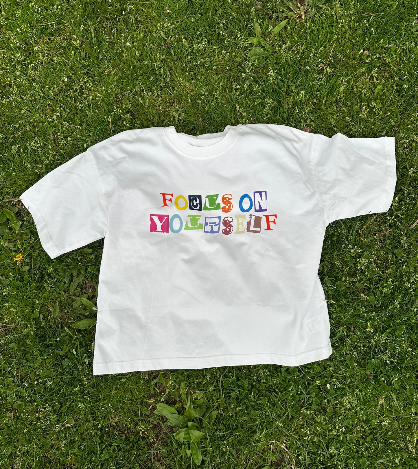 "Focus on Yourself" Cropped Tee (WHT)